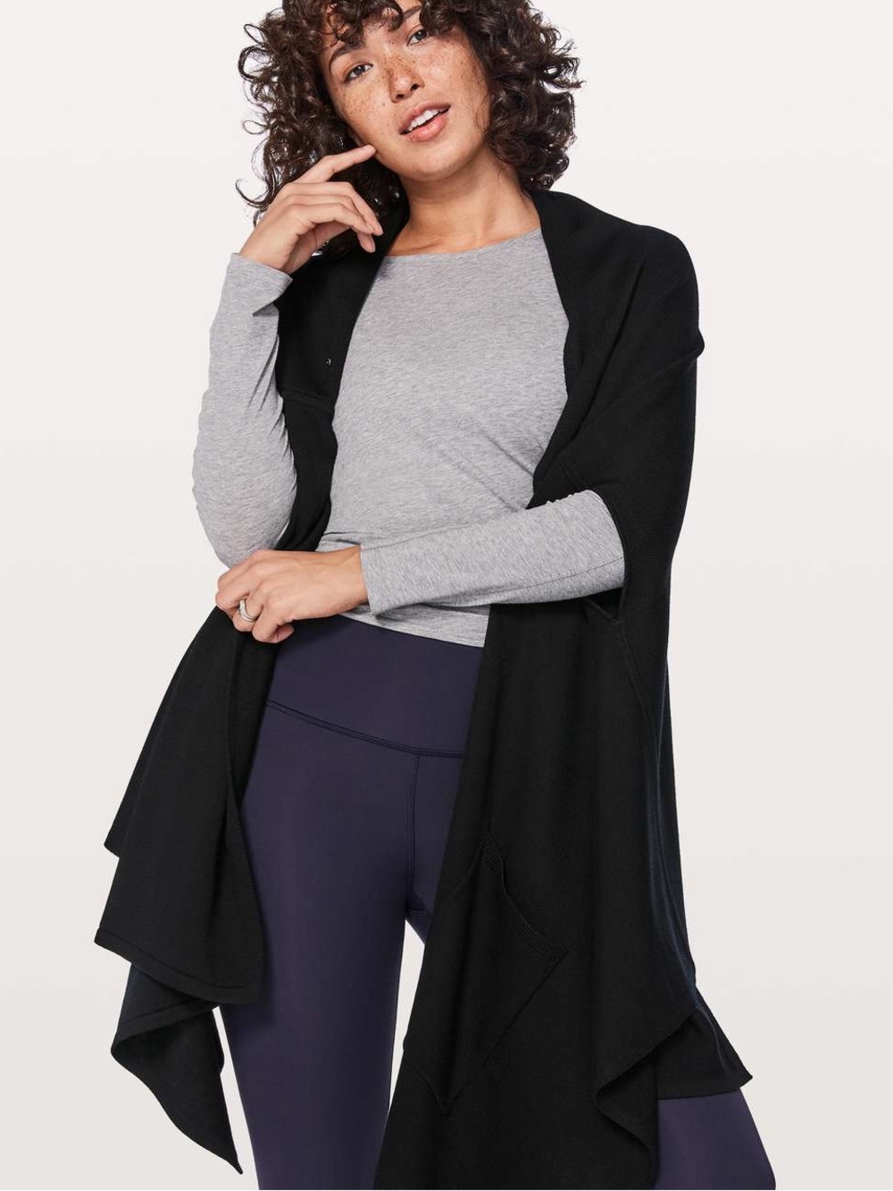 Lululemon Live Freely Wrap Black Merino Wool ONE Size